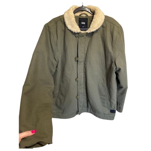 Vans Alamitos Thick Sherpa Lined Jacket In Olive Green Size Large - Picture 3 of 10
